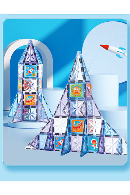 LUNARIX™  Uzay Temalı Boyanabilir Manyetik Yapı Blokları- Yaratıcılığı Geliştiren 58 Parça Set