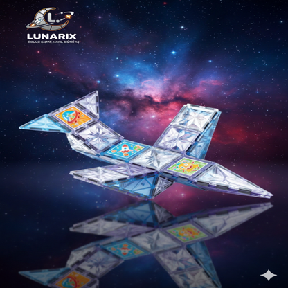LUNARIX™  Uzay Temalı Boyanabilir Manyetik Yapı Blokları- Yaratıcılığı Geliştiren 58 Parça Set