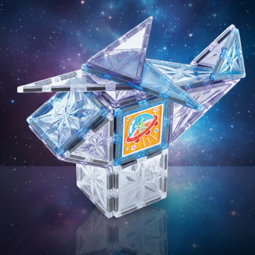 LUNARIX™  Uzay Temalı Boyanabilir Manyetik Yapı Blokları- Yaratıcılığı Geliştiren 58 Parça Set