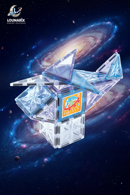 LOUNARİX™  Uzay Temalı Boyanabilir Manyetik Yapı Blokları- Yaratıcılığı Geliştiren 58 Parça Set